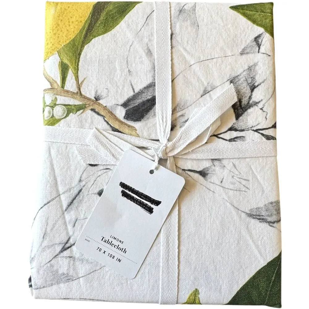 Williams Sonoma Limone 100% Cotton Table Cloth Lemons Italy With Umbrella Hole